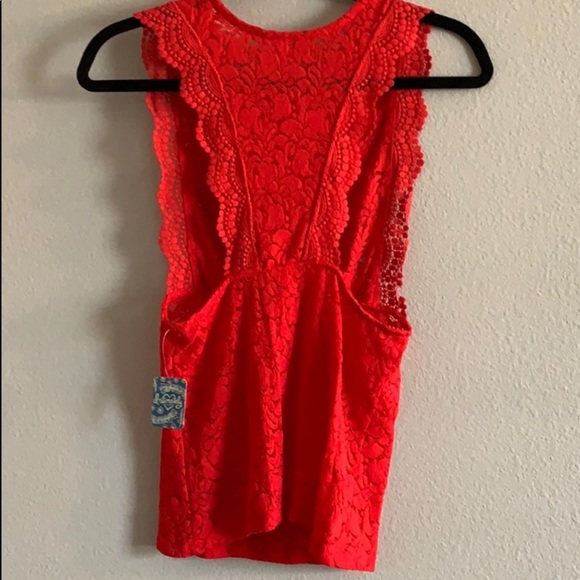 Free people sheer floral lace tan size M - Picture 3 of 3